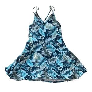 PINK Victorias Secret Size Large Green and White leaf print mini dress